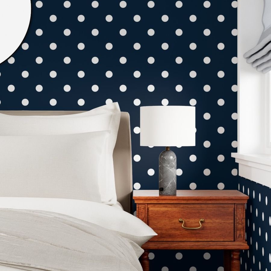 Navy and White Jumbo Dots Wallpaper navy and white wallpaper