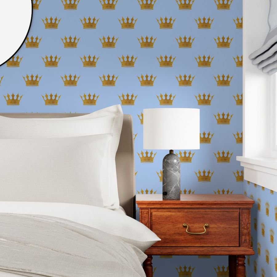 Louis Blue Crown Prince Gold Crowns on Blue Wallpaper gold crowns wallpaper
