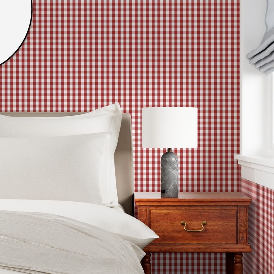 Aurora Red Gingham Check Pattern Design Collection Design Collection gingham check wallpaper