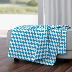 Oktoberfest Bavarian Blue and White Small Diagonal Diamond Pattern Decor Collection Design Collection blue check throw blanket design