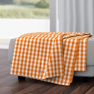 Small Pumpkin Orange and White Gingham Check Pattern Design Collection Home Styling Collection pumpkin gingham throw blanket design