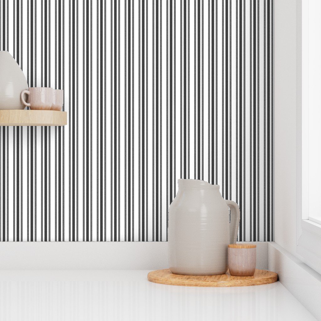 Trendy Large Black Tarp Black French Mattress Ticking Double Stripes Wallpaper tarp and white wallpaper