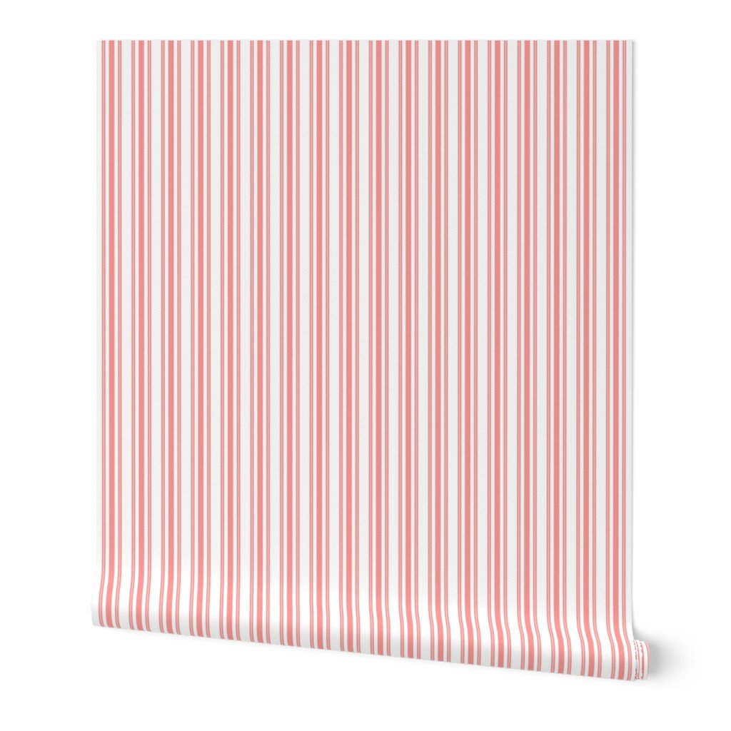Trendy Large Coral Rose Pastel Coral French Mattress Ticking Double Wallpaper coral ticking wallpaper