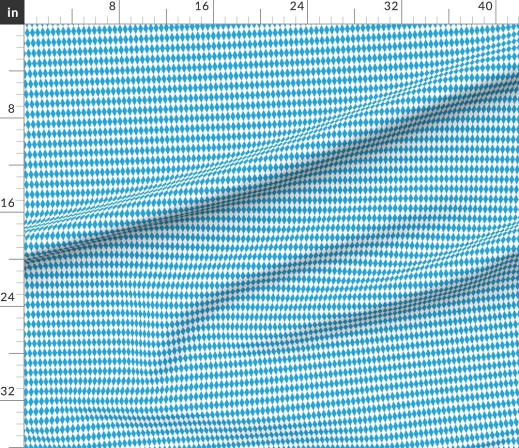 Oktoberfest Bavarian Blue and White Mini 1 inch Diagonal Diamond Fabric design