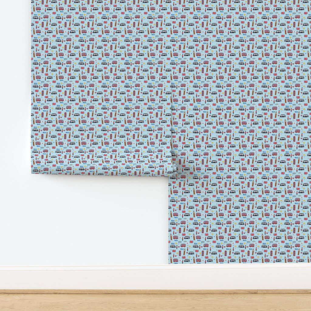 Small London England Handdrawn Motifs Big Ben Union Jack Palace Guard Wallpaper design