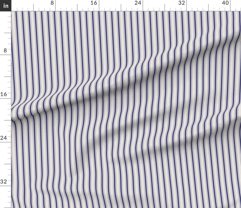 Mini Cornflower Blue Antique Vintage Mattress Ticking Stripe on Fabric design