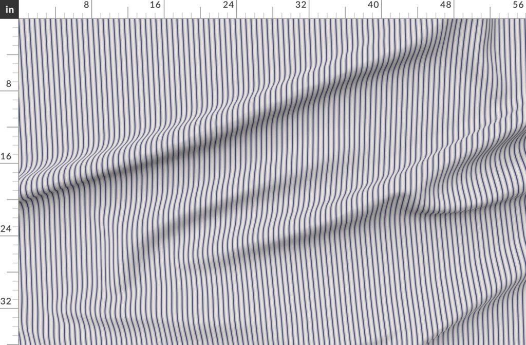 Micro Cornflower Blue Antique Vintage Mattress Ticking Stripe on Fabric design