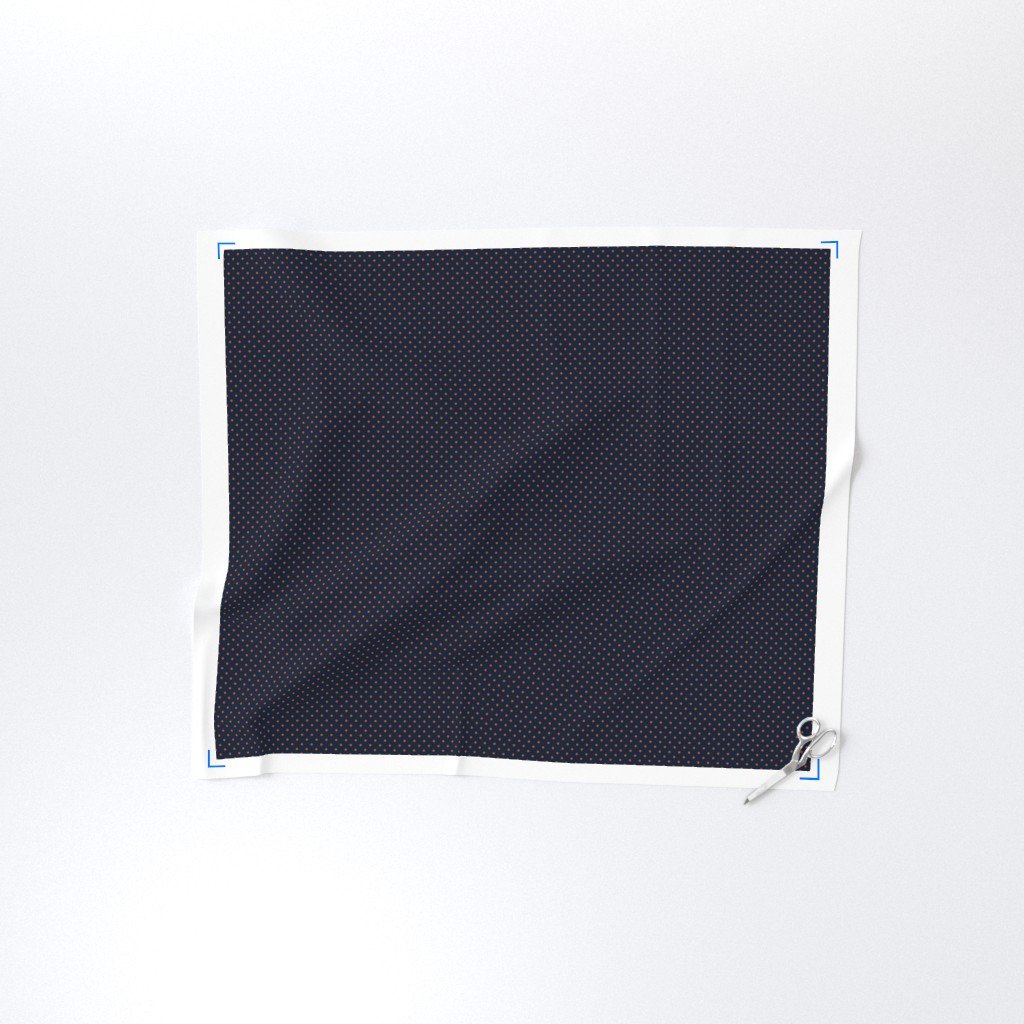 Micro Navy and Orange Polka Dots Fabric navy and orange fabric