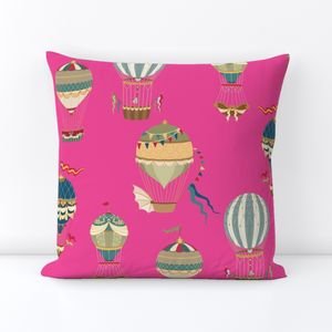 Vintage Hot Air Balloons on Hot Pink Home Styling Collection Design Collection helium balloons throw pillow design