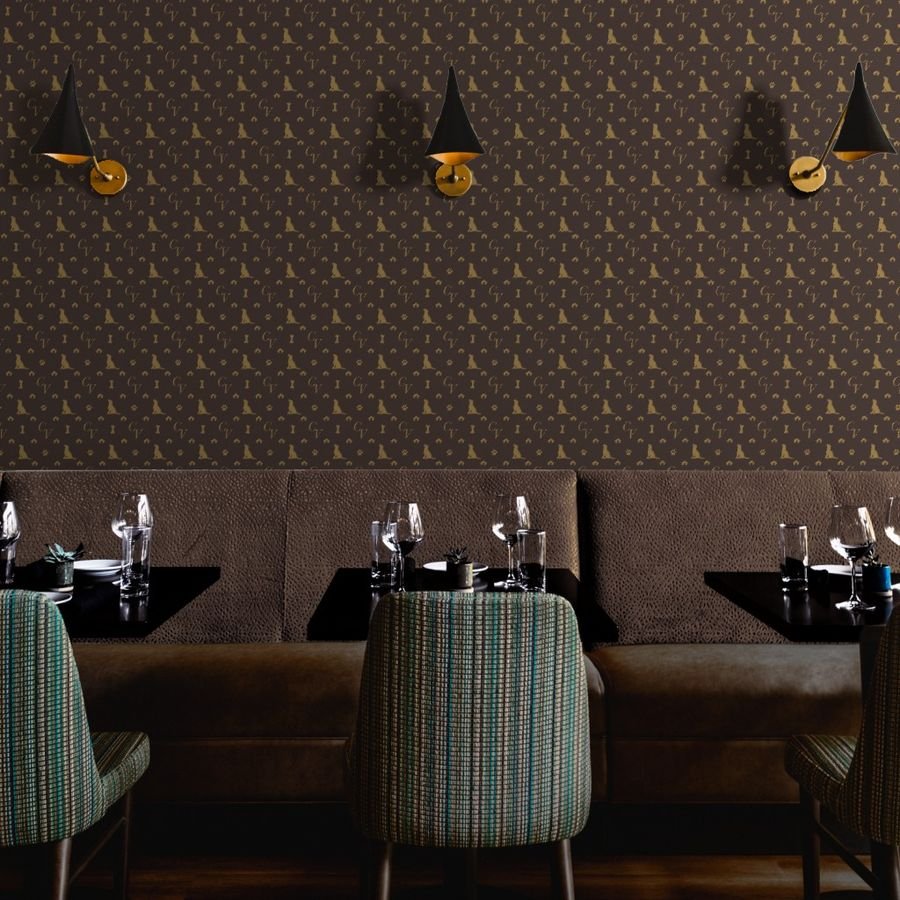 Louis Luxury Dog Attire Monogram Pattern Wallpaper brown and tan wallpaper