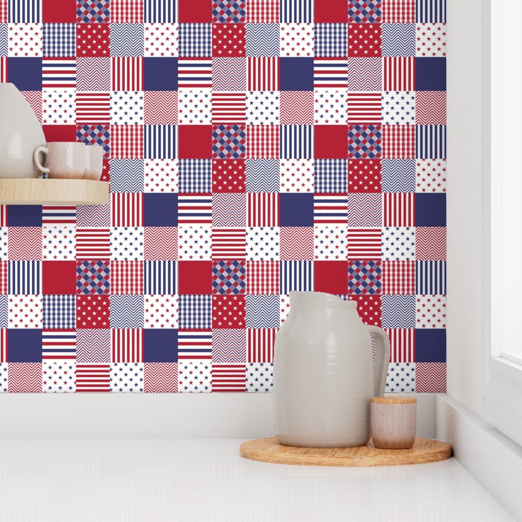 USA Micro Flag Patchwork Quilt Squares Wallpaper 4th of july wallpaper