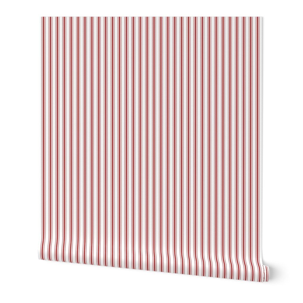 Mattress Ticking Narrow Striped Pattern in Crimson Red Wallpaper narrow stripes wallpaper