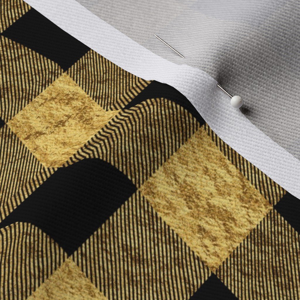 Christmas Faux Gold Foil and Black Buffalo Check 1 inch Fabric christmas check fabric