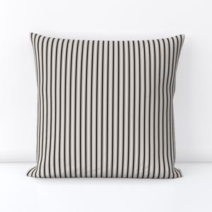Micro Coal Black Antique Vintage Mattress Ticking Stripe on Cream Design Collection Home Styling Collection ticking stripe throw pillow design