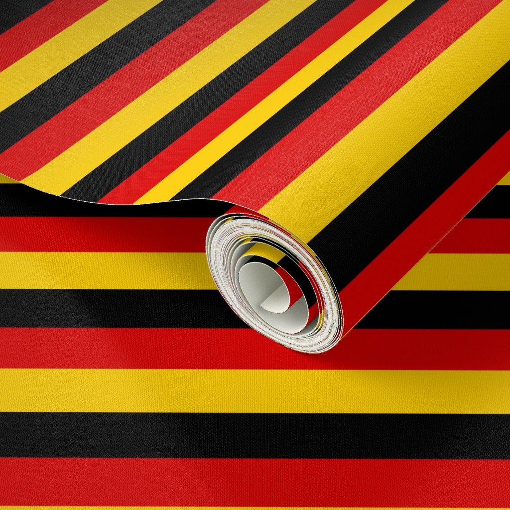 German Flag Colors Red Gold and Black 1 Inch Horizontal Stripes Wallpaper german stripe wallpaper