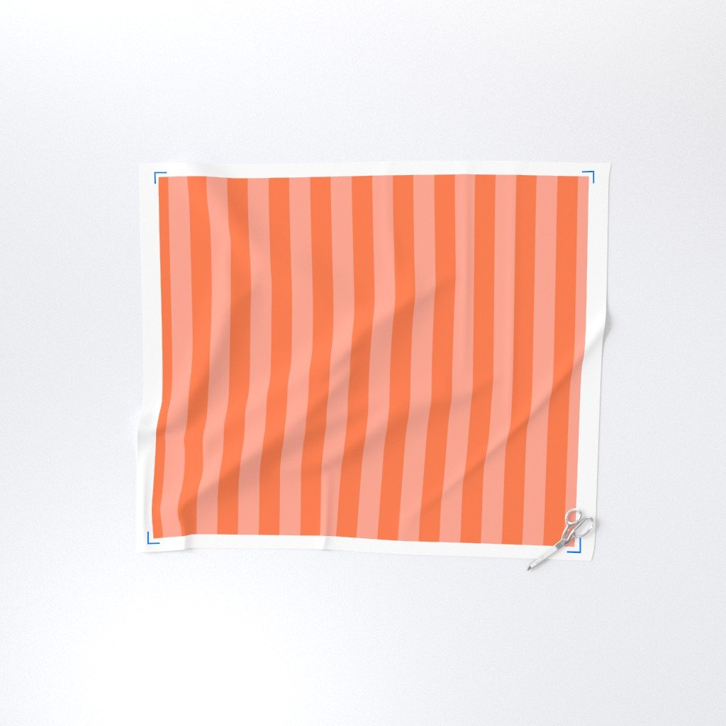 Sunset Coral and Tonal Coral 2 Inch Vertical Cabana Stripes Fabric tent stripe fabric
