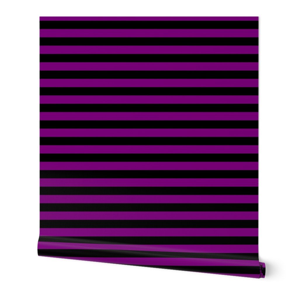 Halloween Holiday 1 inch Black and Zombie Purple Witch Stripes Wallpaper black stripe wallpaper