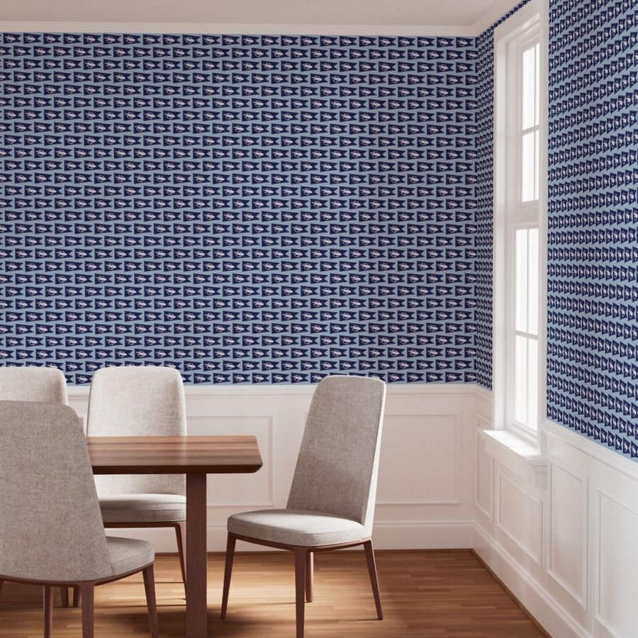 Nantucket Sperm Whale Burgee Flag Handpainted on Pale Blue Wallpaper nantucket whaler wallpaper