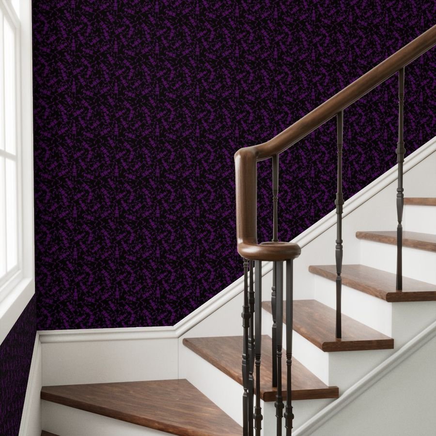 Small Purple Dancing Halloween Skeletons Scattered On Black Wallpaper dancing skeletons wallpaper
