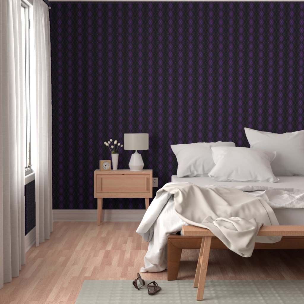 Dark Purple Argyle Diamond Check Wallpaper argyle diamond wallpaper