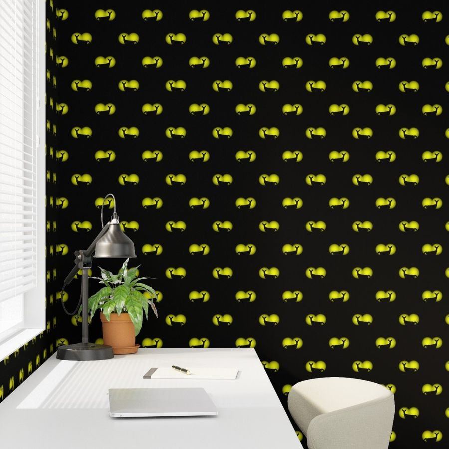 Deer Caught in Headlights- Bright Yellow Eyes in the Dark Wallpaper deer silhouette wallpaper