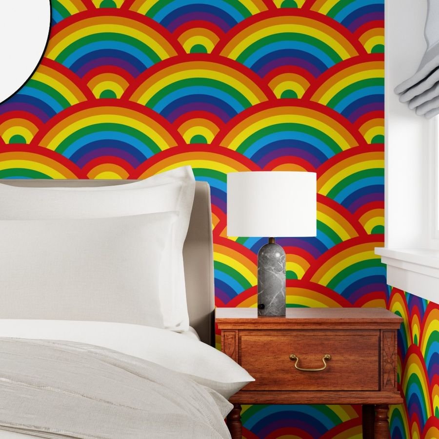 Kids Room Decor Bright Color Endless Rainbows Wallpaper nursery decor wallpaper