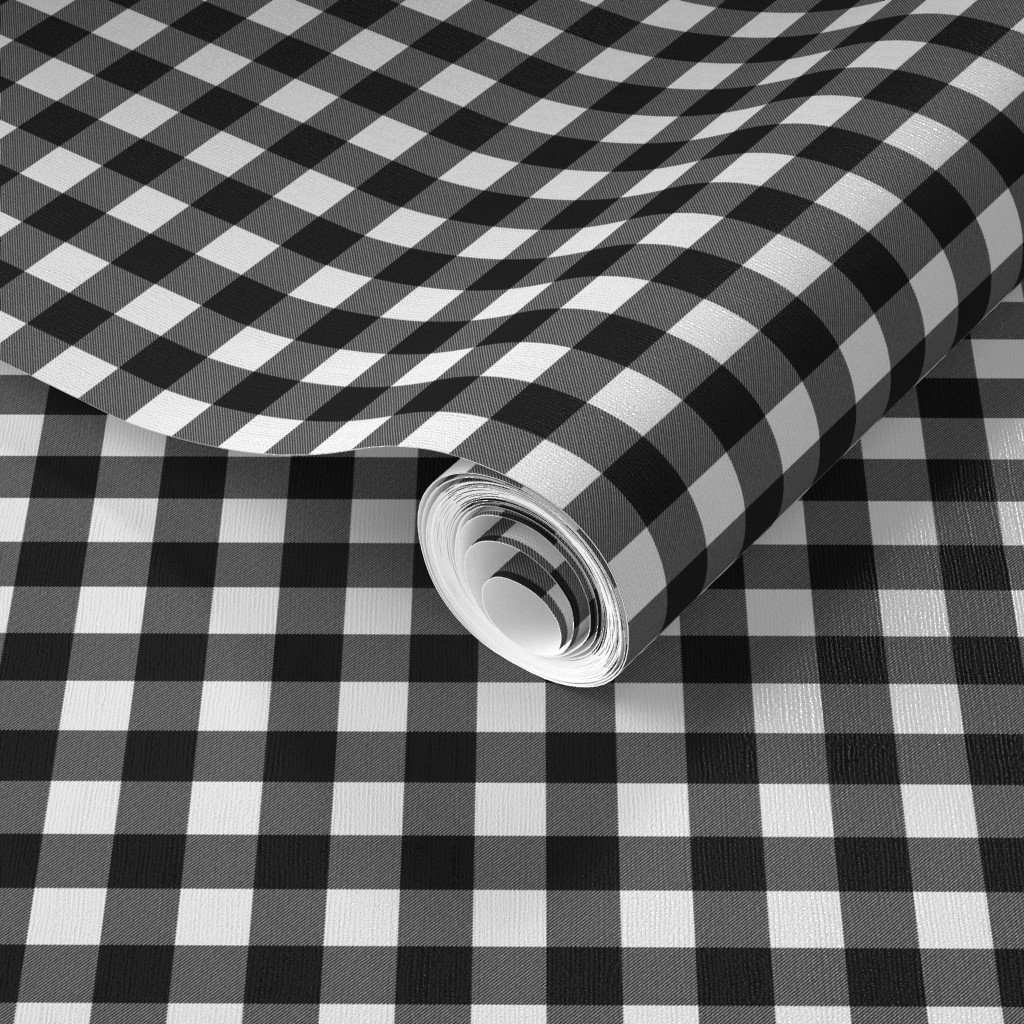 Black Color Classic Small Half Inch Gingham Check Tartan Plaid Wallpaper black tartan wallpaper