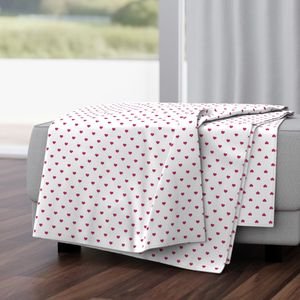 Mini Bubble Gum Pink Color Valentines Polkadot Love Hearts on White Design Collection Home Styling Collection bright pink throw blanket design