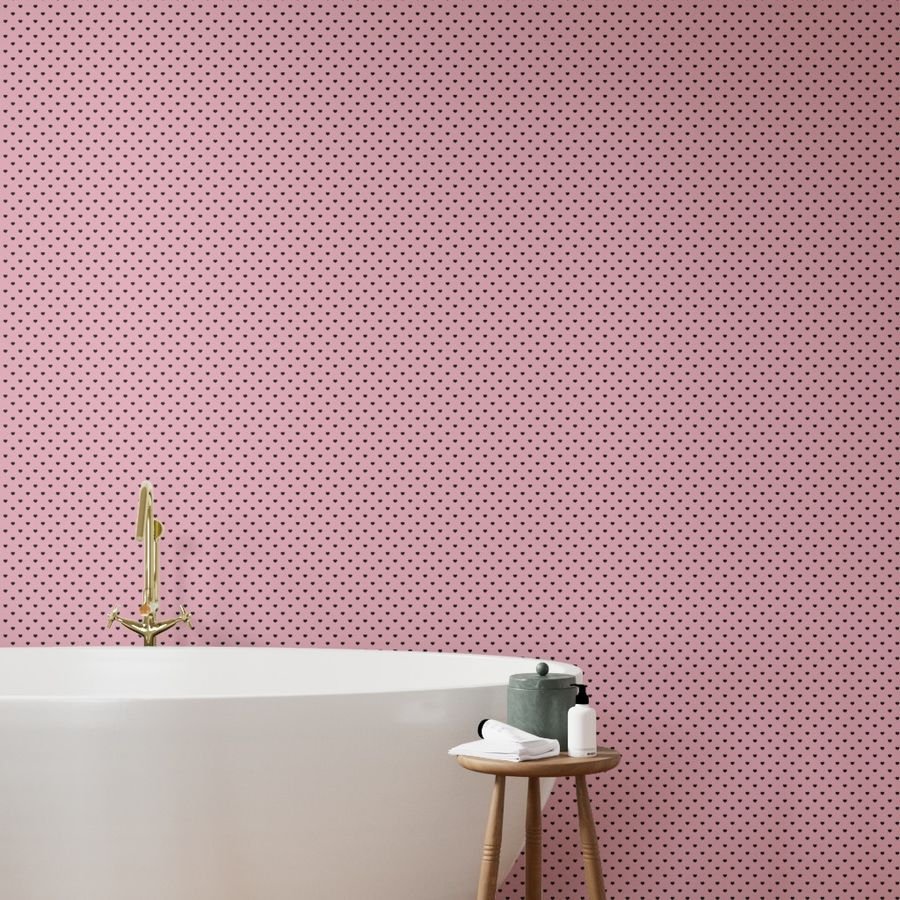 Mini Black Valentines Polkadot Love Hearts on Cotton Candy Wallpaper black heart wallpaper