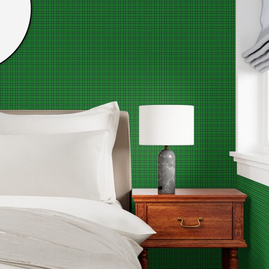Small Bright Green and White St Patricks Day Irish Tartan Check Wallpaper bright wallpaper