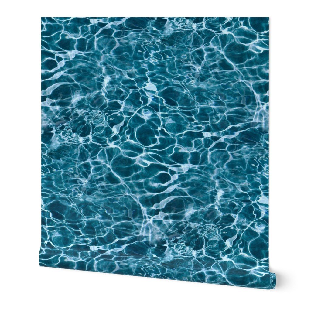 Teal Ripples in Wavy Water Wallpaper swimming pool wallpaper