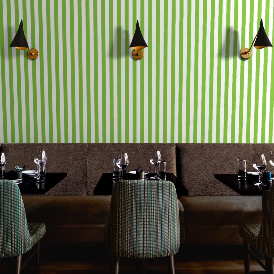 Lime and White 2 Inch Vertical Cabana Stripes Wallpaper tonal lime wallpaper