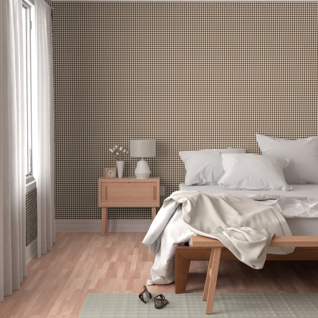 Brown and White Buffalo Check Gingham Plaid Wallpaper gingham tablecloth wallpaper