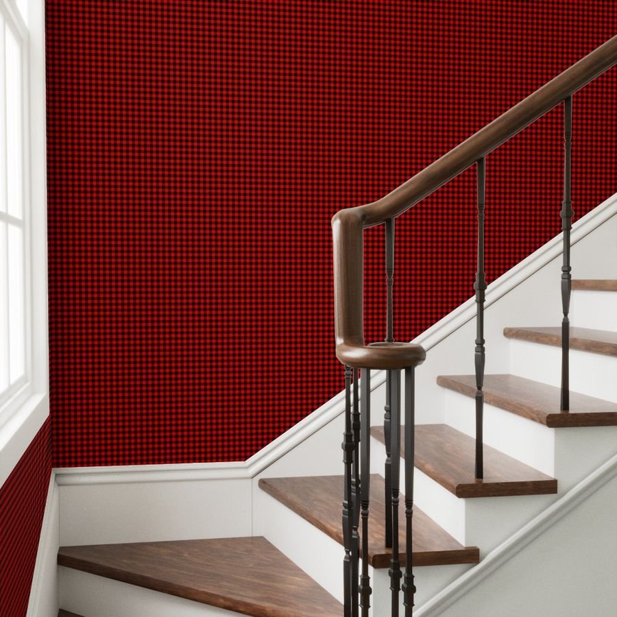 Red and Black Buffalo Check Gingham Plaid Wallpaper buffalo gingham wallpaper