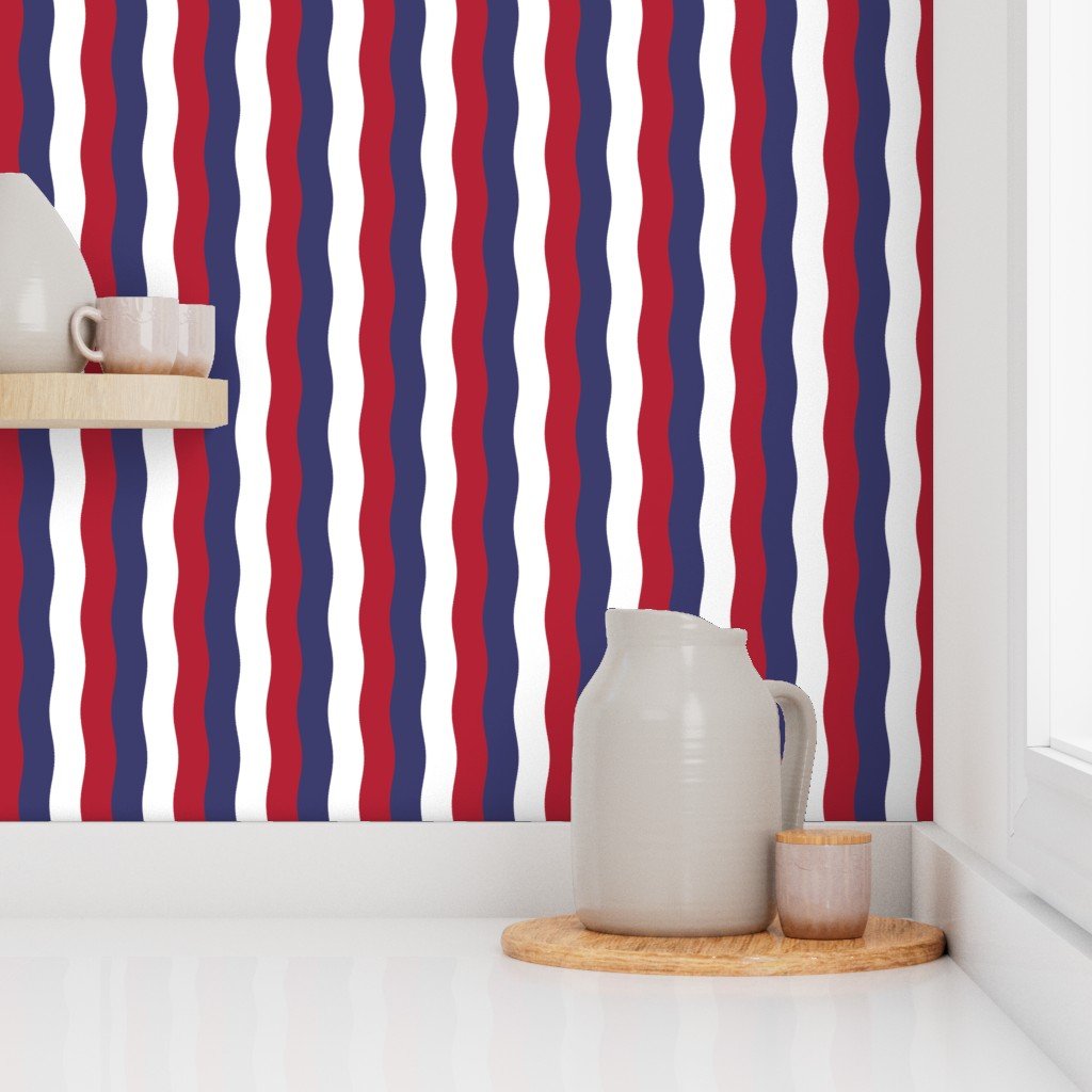 USA Red White and blue 1 inch Scalloped Vertical Waves Wallpaper usa colors wallpaper