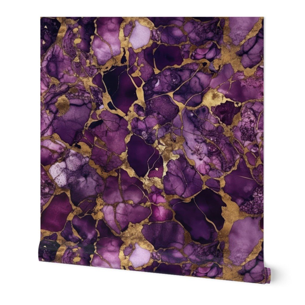 Amethyst and Gold Alcohol Ink 4 Wallpaper marbled pattern wallpaper