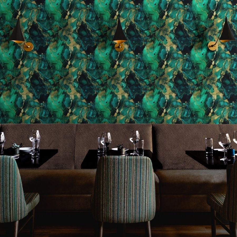 Emerald and Gold Alcohol Ink 4 Wallpaper marbled pattern wallpaper