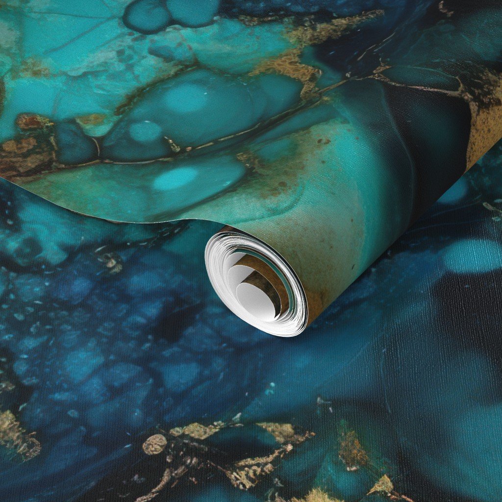 Turquoise and Gold Alcohol Ink 1 Wallpaper turquoise ink wallpaper