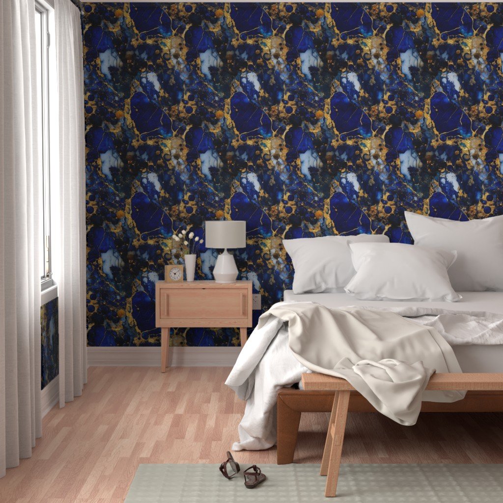 Lapis Lazuli and Gold Alcohol Ink 4 Wallpaper metallic swirls wallpaper