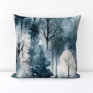 Endless Winter Dreamscape Trees in Misty Forest Decor Collection Design Collection misty forest throw pillow design
