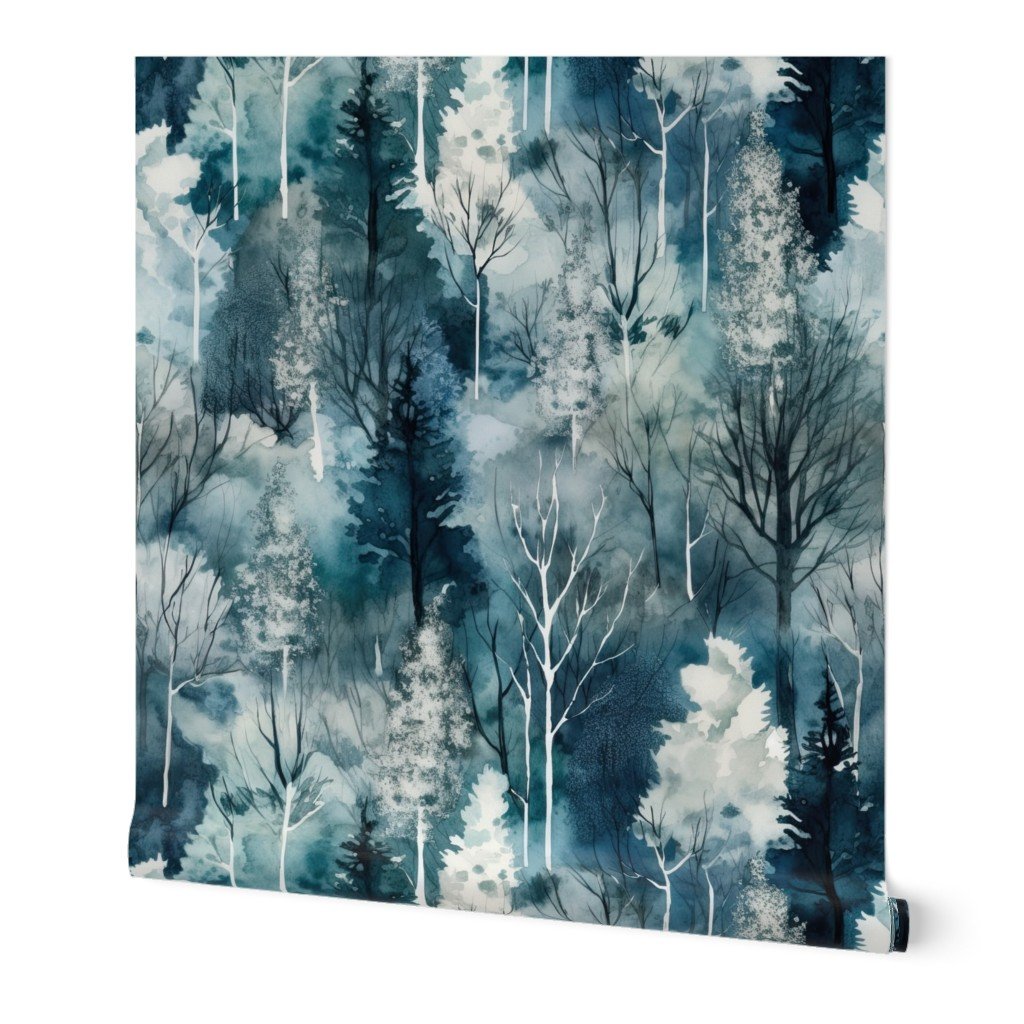 Endless Winter Forest Dreamscape Trees in Misty Forest Wallpaper misty forest wallpaper