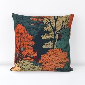New England Endless Forest Fall Trees Home Styling Collection Home Styling Collection endless forest throw pillow design