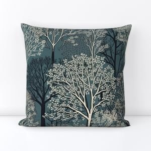 New England Endless Forest Trees Winter Design Collection Home Styling Collection winter garden throw pillow design
