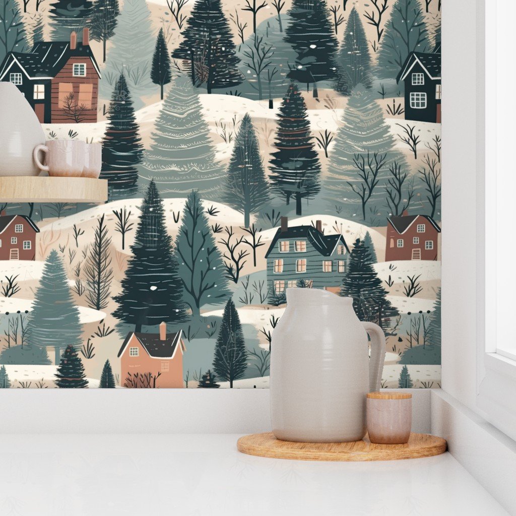 Montana Winter Cabins Montana with Evergreens Wallpaper montana winter cabin wallpaper