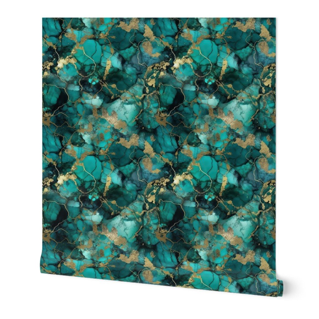 Small Jade and Gold Alcohol Ink 3 Wallpaper jade pattern wallpaper