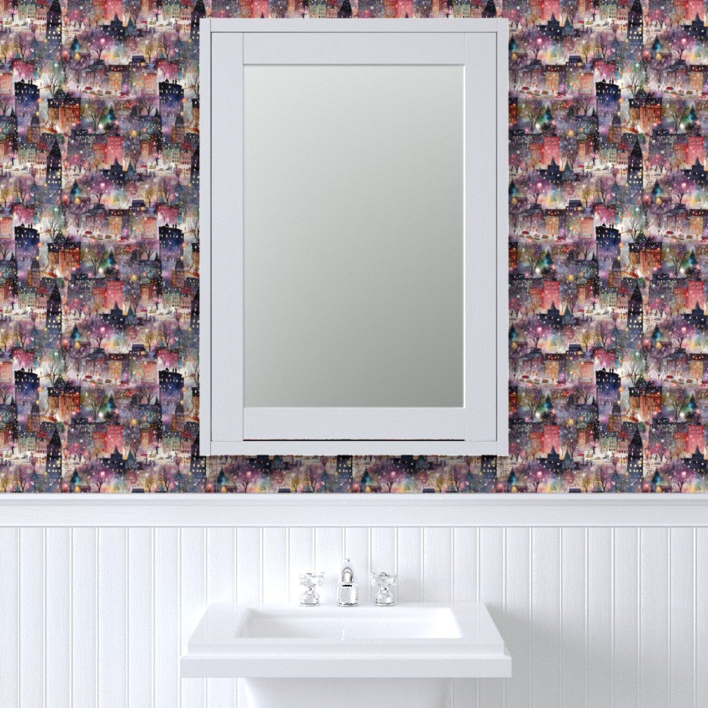 New York City Christmas Street Watercolor Wallpaper new york city wallpaper
