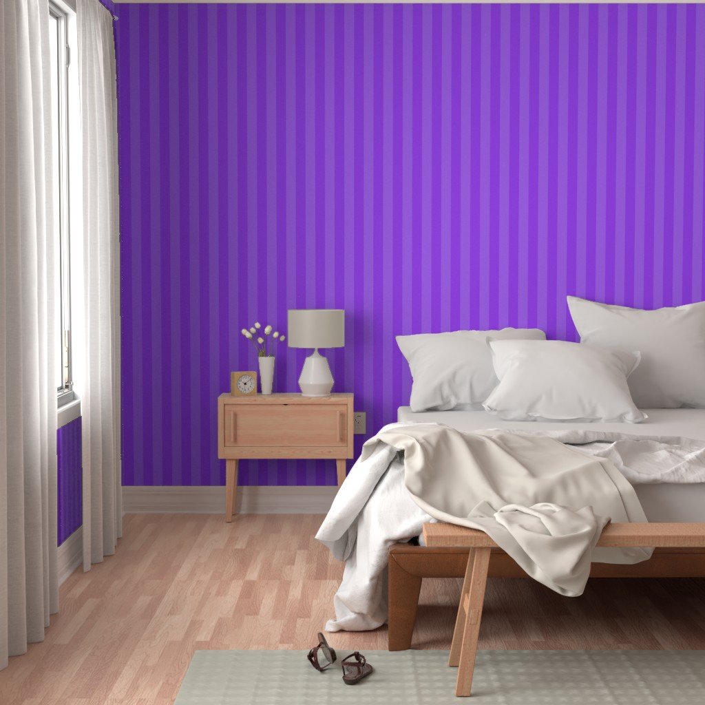 2 inch Day Glo Purple Cabana Stripe Wallpaper tonal lpurple wallpaper