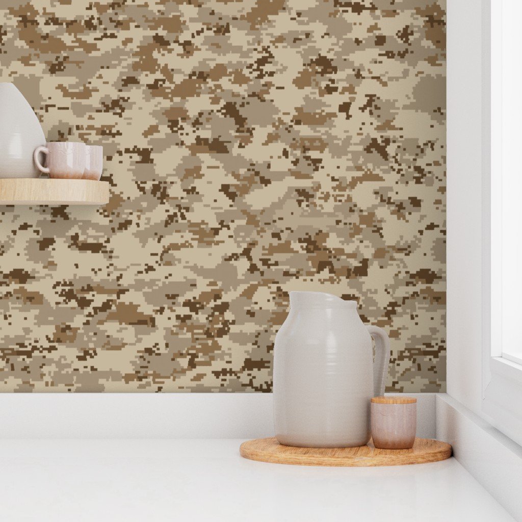Digital Camouflage in Pixellated Swatches of Kkaki Beige Tan and Rust Wallpaper kkaki beige wallpaper