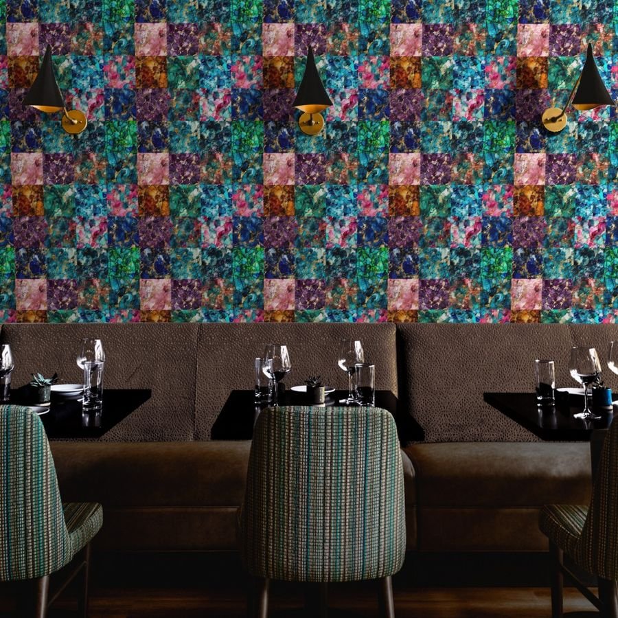 Vivid Birthday Gemstone Patchwork Quilt in 6 inch alcohol Inked Wallpaper mini quilt wallpaper