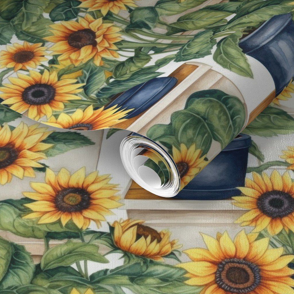 Potted Yellow Sunflower Plants Watercolor Wallpaper sunflower watercolor wallpaper